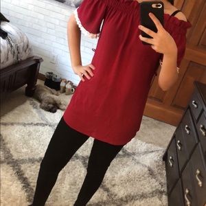 Red off the shoulder top